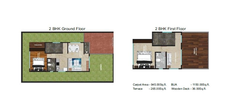Floor plan of 2 BHK 945 Sq. Ft. Villa in Madhusudan Retreat, Thane
