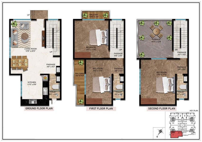 Floor plan of 2 BHK 945 Sq. Ft. Villa in Madhusudan Retreat Terraces, Thane