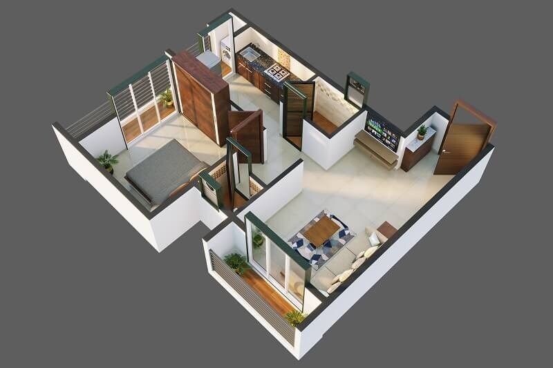 Floor plan of 1 BHK 380 Sq. Ft. Apartment in Magnus Pride, Thane