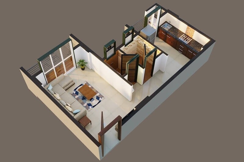 Floor plan of 264 Sq. Ft. Studio in Magnus Pride, Thane