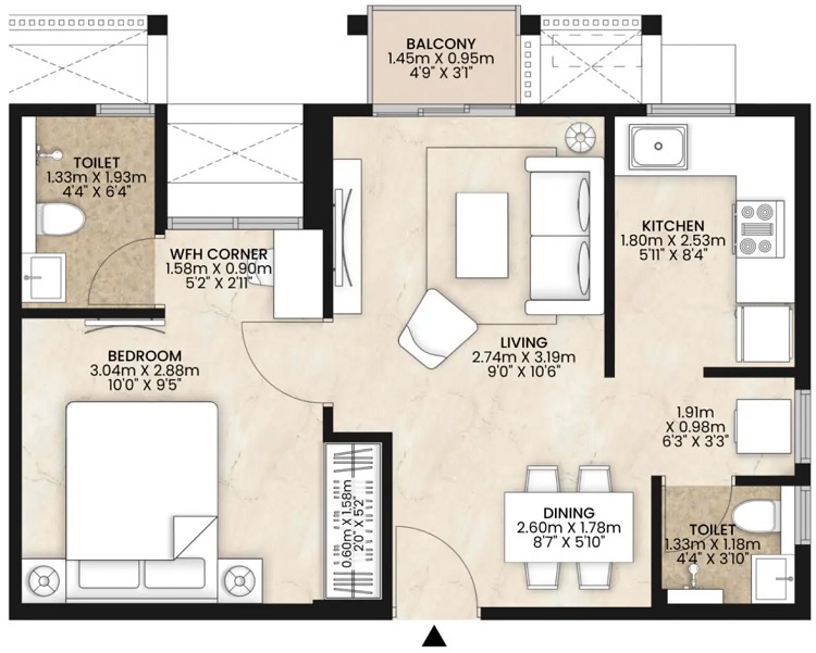 1 BHK 394 Sq. Ft. Apartment in Mahindra Happinest Kalyan