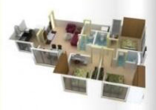 Floor plan of 3 BHK 723 Sq. Ft. Apartment in Maison Tarangan, Thane