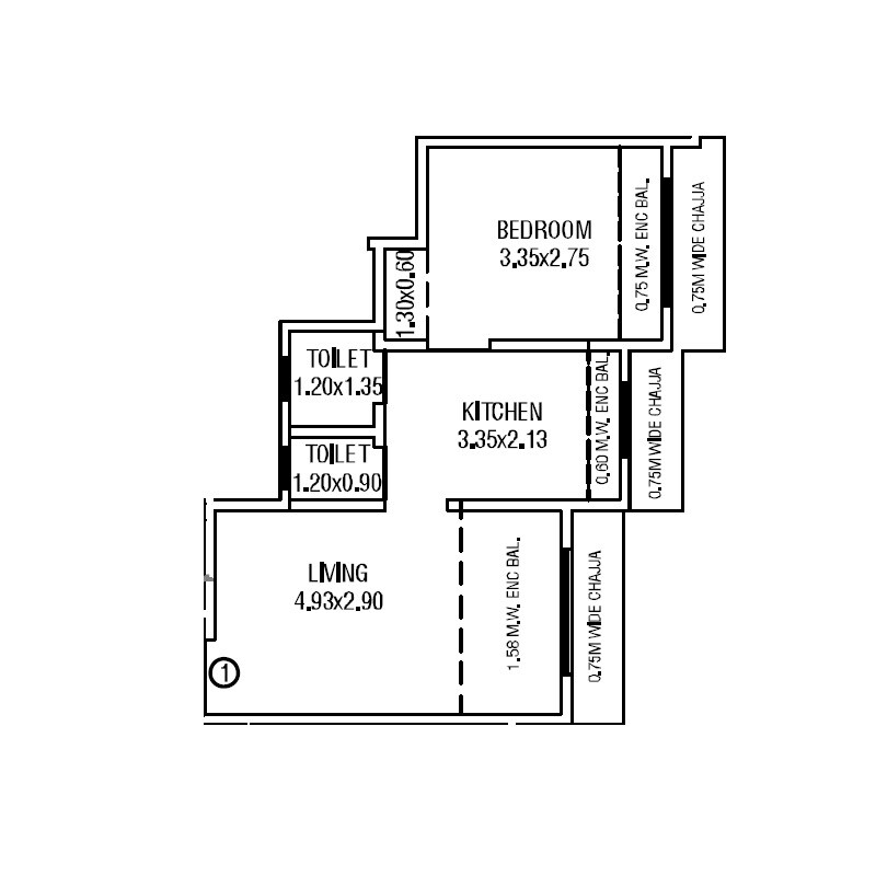 1 BHK 310 Sq. Ft. Apartment