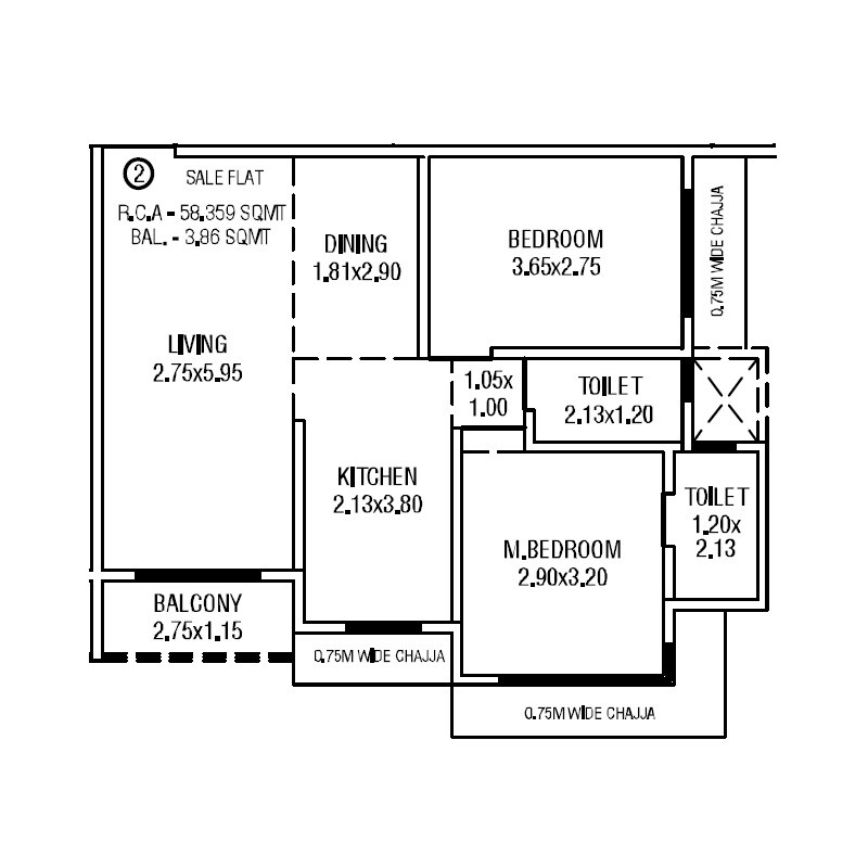 2 BHK 628 Sq. Ft. Apartment