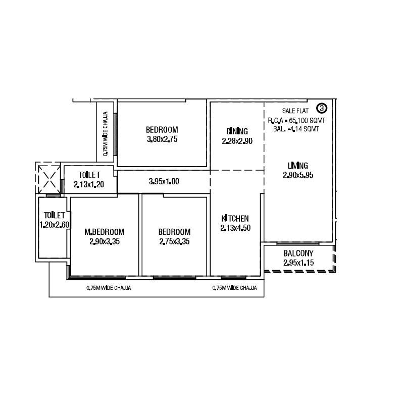 3 BHK 700 Sq. Ft. Apartment