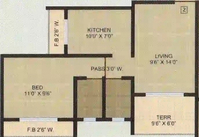 Floor plan of 1 BHK 346 Sq. Ft. Apartment in Mangal Murti Heights, Thane