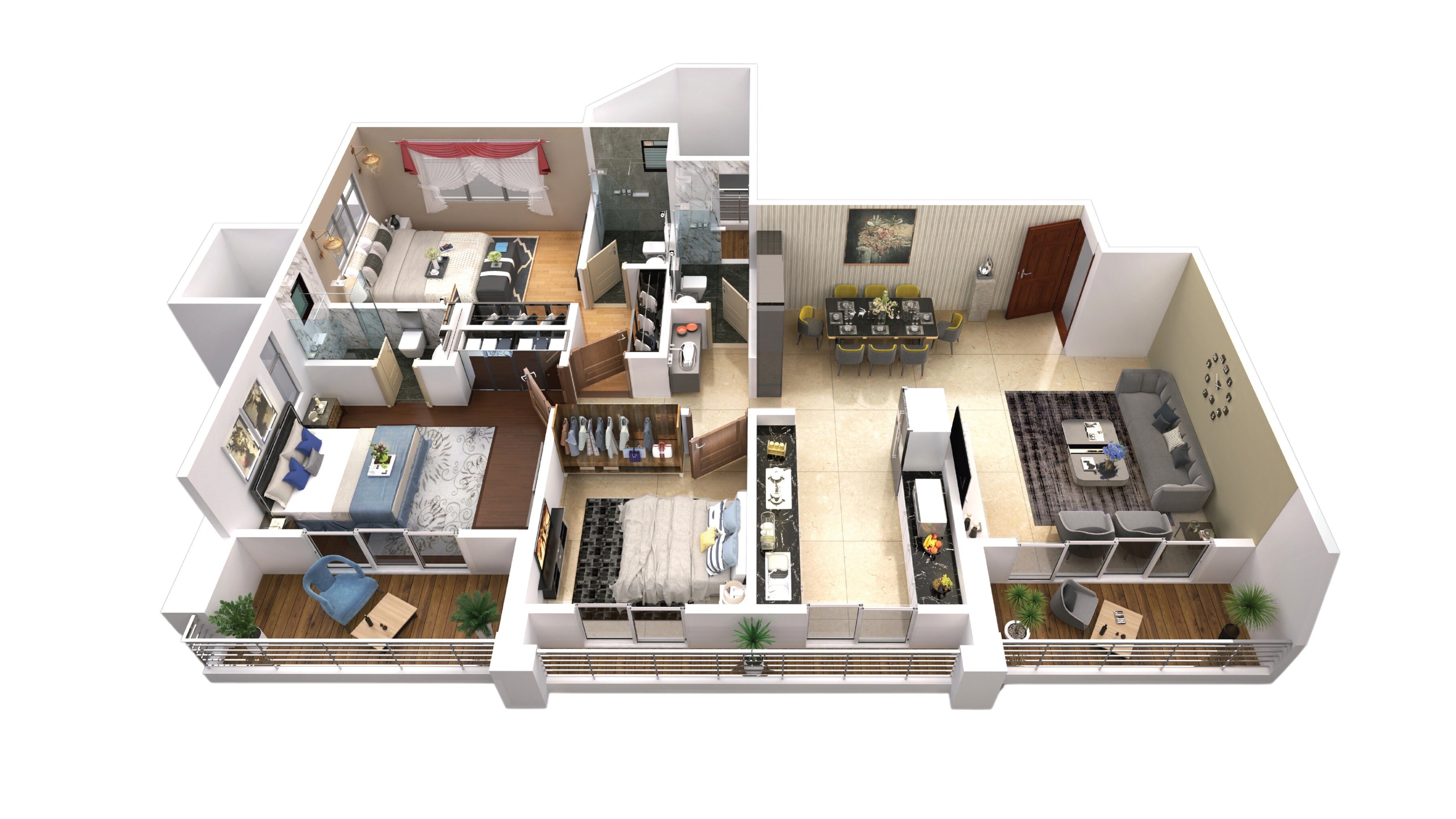 Floor plan of 3 BHK 1470 Sq. Ft. Apartment in Mangalmurti Raj Paradise, Thane