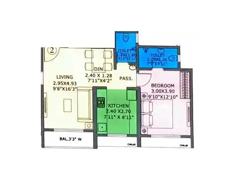 Floor plan of 1 BHK 400 Sq. Ft. Apartment in Mangeshi Tulip, Thane
