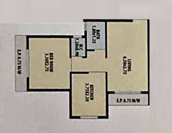 Floor plan of 1 BHK 351 Sq. Ft. Apartment in Mango Sky Height, Thane