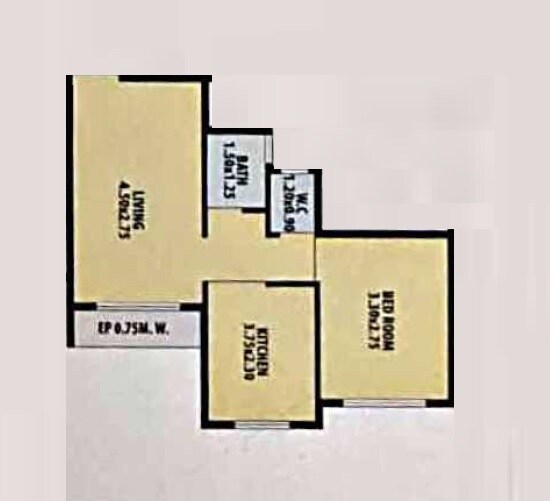Floor plan of 1 BHK 390 Sq. Ft. Apartment in Mango Sky Height, Thane