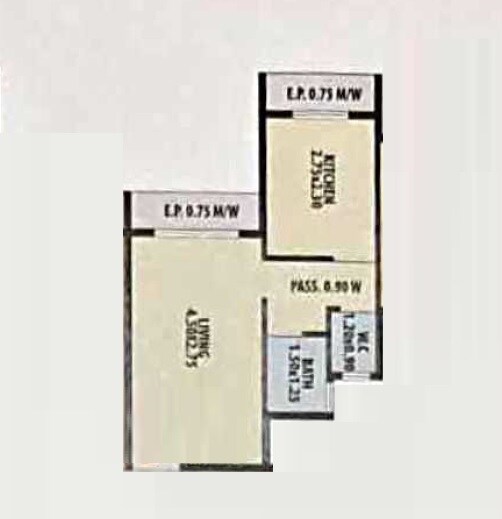 Floor plan of 275 Sq. Ft. Studio in Mango Sky Height, Thane