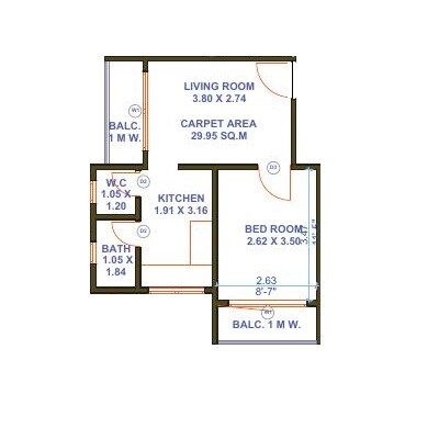 1 BHK 322 Sq. Ft. Apartment
