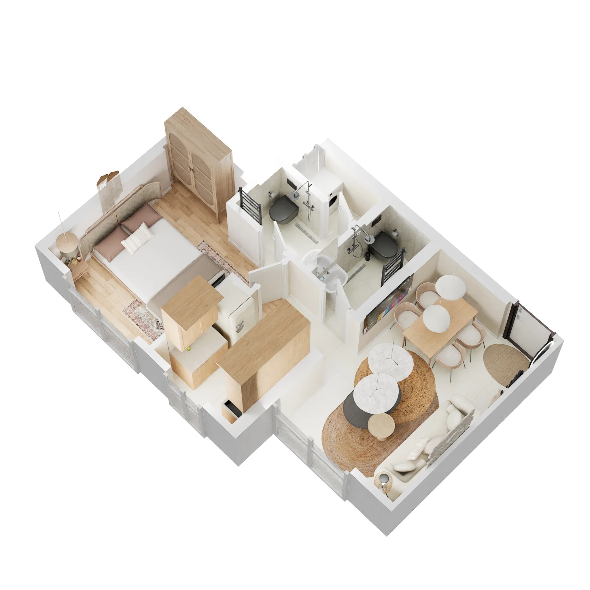 Floor plan of 1 BHK 344 Sq. Ft. Apartment in Marathon Nextown, Thane