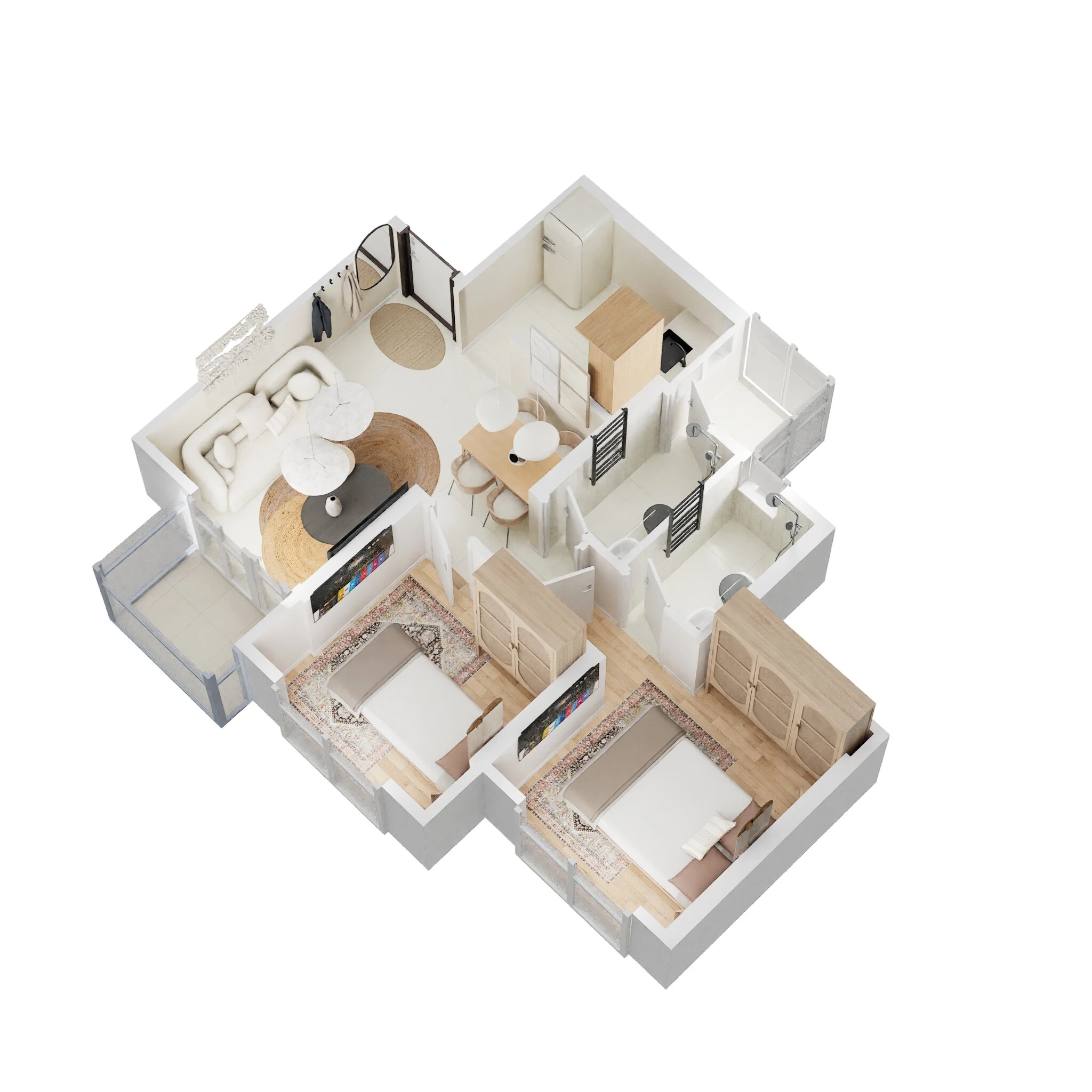 Floor plan of 2 BHK 500 Sq. Ft. Apartment in Marathon Nextown, Thane