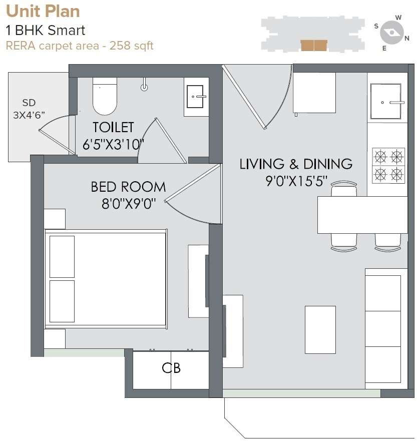 1 BHK 258 Sq. Ft. Apartment in Marathon Nextown Pearl 1