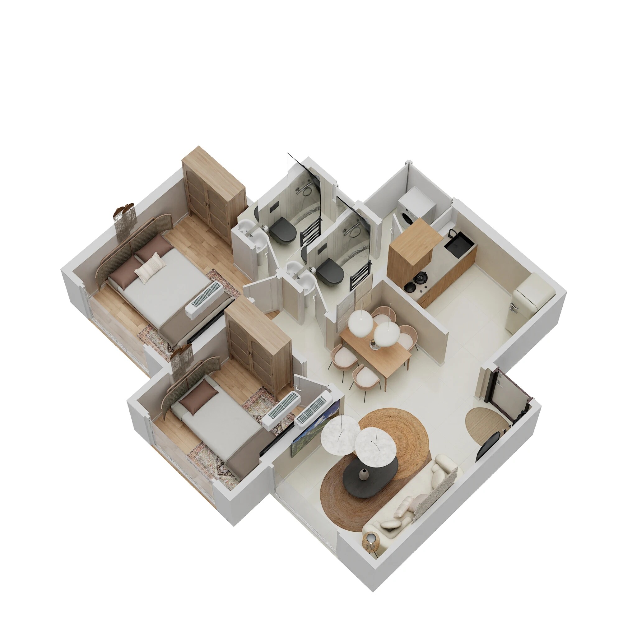 Floor plan of 2 BHK 424 Sq. Ft. Apartment in Marathon Nextown Pearl 1, Thane