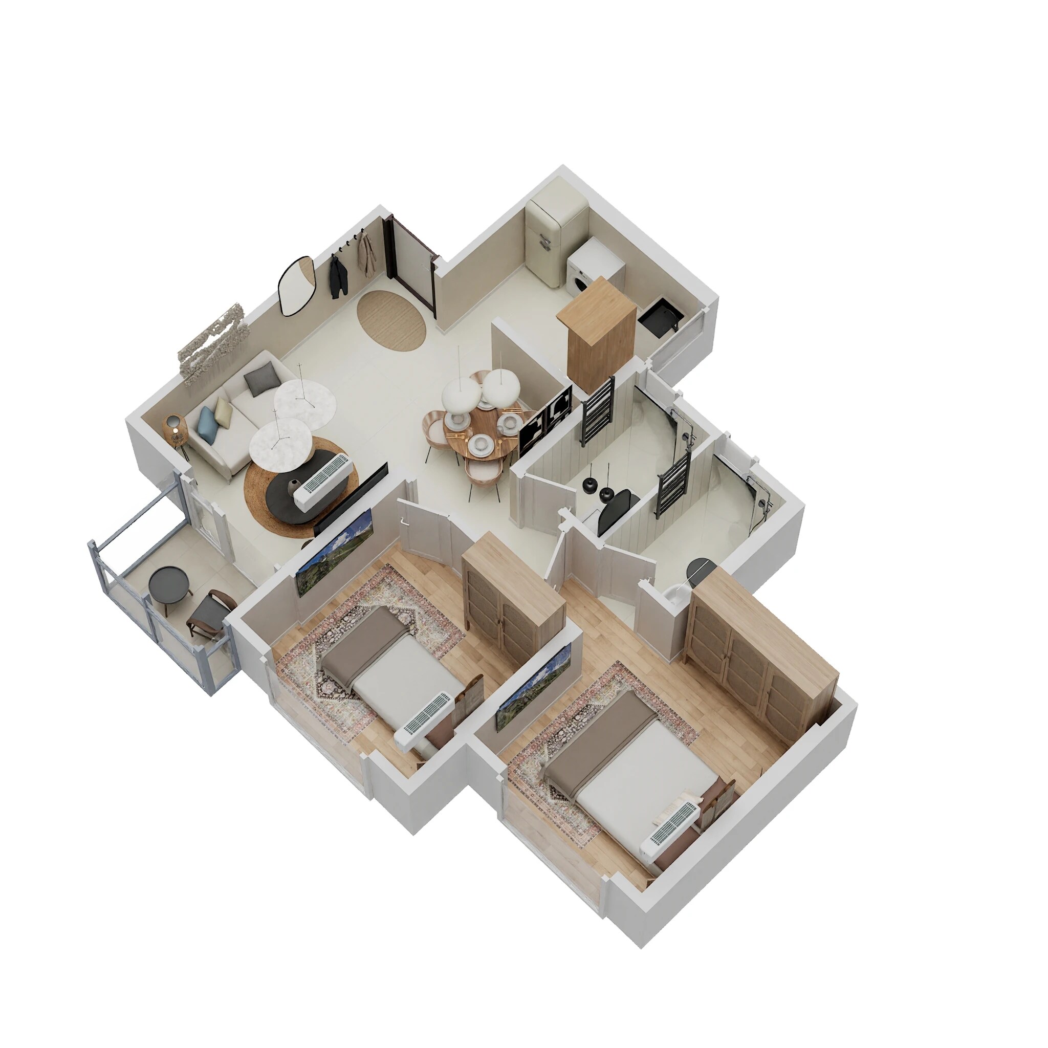 Floor plan of 2 BHK 500 Sq. Ft. Apartment in Marathon Nextown Pearl 1, Thane