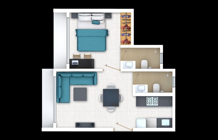 1 BHK 338 Sq. Ft. Apartment