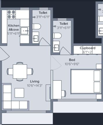Floor plan of 1 BHK 449 Sq. Ft. Apartment in Marathon Nexworld, Thane