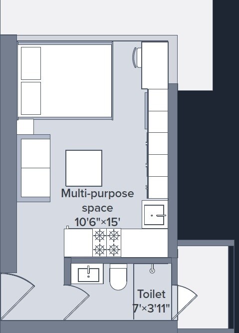 Floor plan of Studio - 211 sq. ft. in Marathon Nexworld Aura, Thane