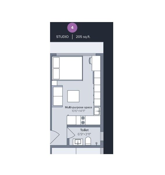 Floor plan of 205 Sq. Ft. Studio in Marathon Nexworld Elara 1, Thane