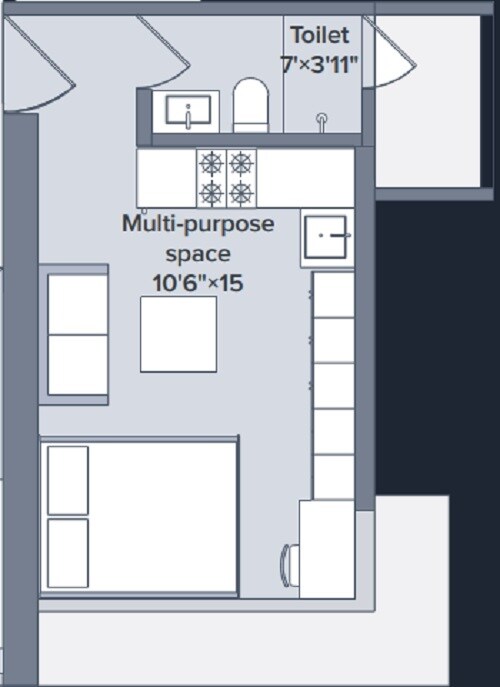 Floor plan of 228 Sq. Ft. Studio in Marathon Nexworld, Thane