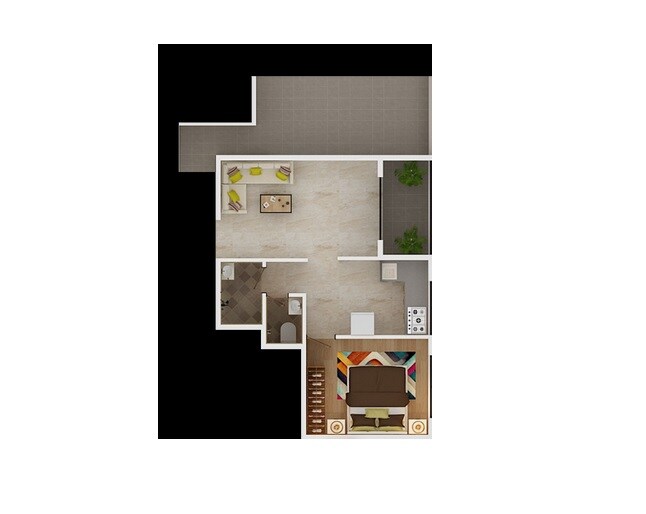 Floor plan of 1 BHK 270 Sq. Ft. Apartment in Marque Ram Rivera, Thane