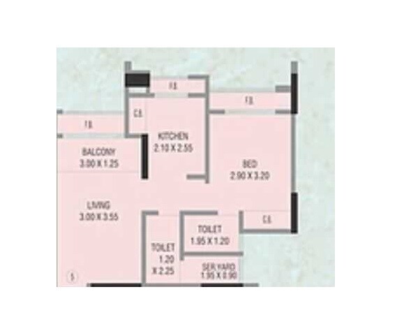 Floor plan of 1 BHK 381 Sq. Ft. Apartment in Mateshwari Altura, Thane