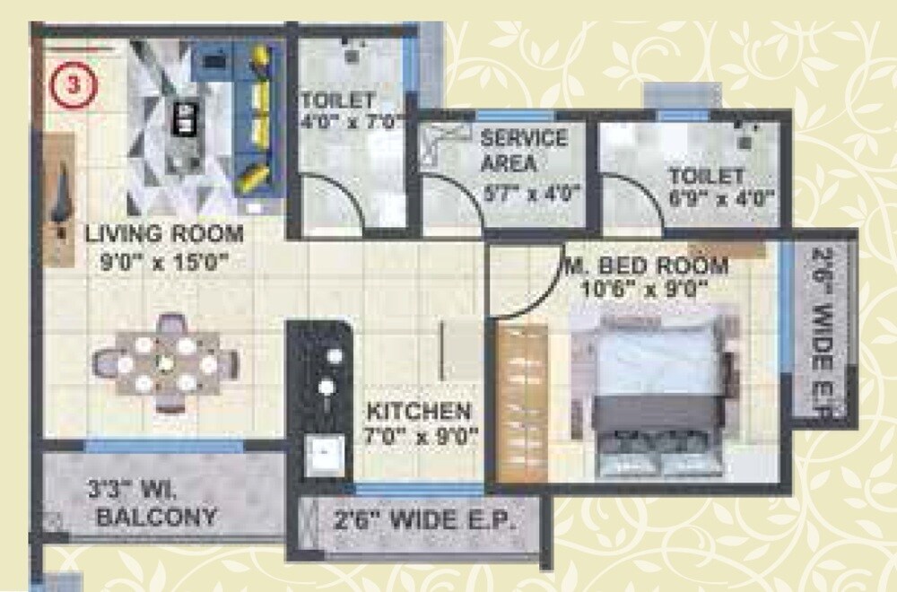 Floor plan of 1 BHK 473 Sq. Ft. Apartment in Matoshree Mukta Avenue, Thane