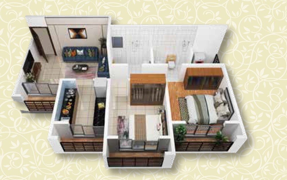 Floor plan of 2 BHK 657 Sq. Ft. Apartment in Matoshree Mukta Avenue, Thane