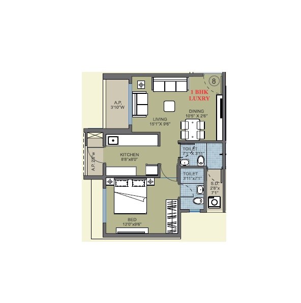 1 BHK 321 Sq. Ft. Apartment