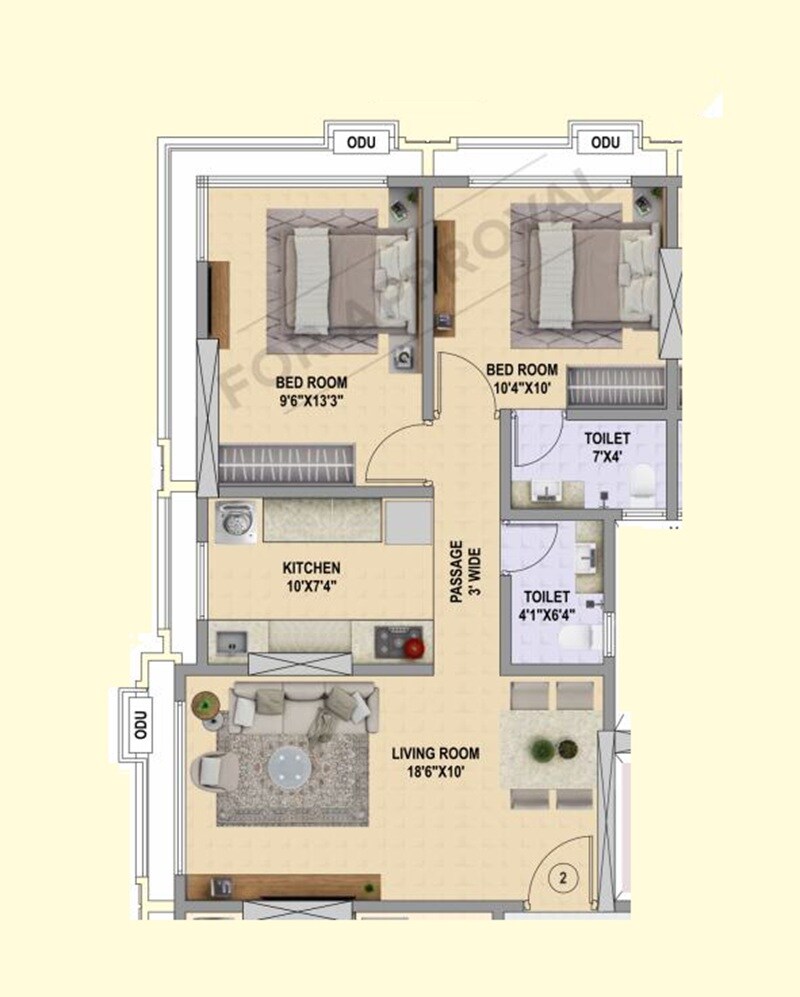Floor plan of 2 BHK 600 Sq. Ft. Apartment in Mauli Pride Kalyan, Thane