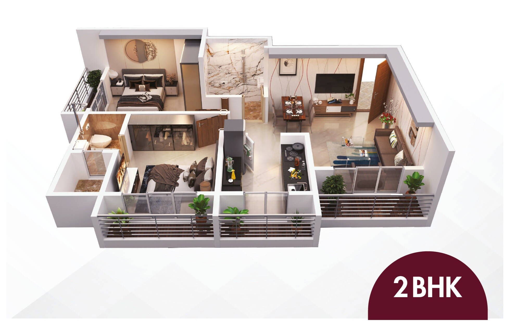 Floor plan of 2 BHK 700 Sq. Ft. Apartment in Mauli Sai Chandra Pride, Thane