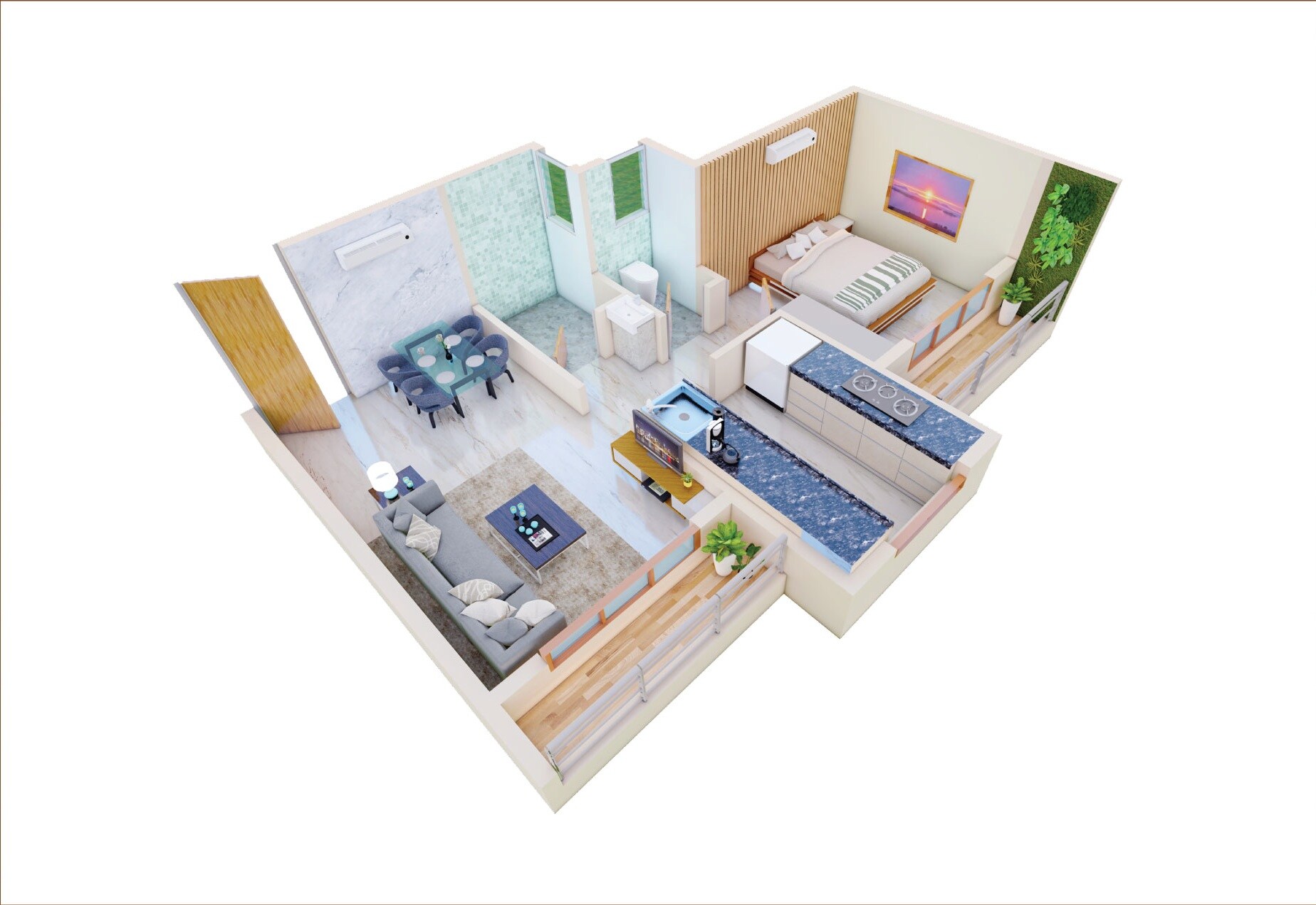 Floor plan of 1 BHK 420 Sq. Ft. Apartment in Maulikrupa Vrundavan Heights, Thane