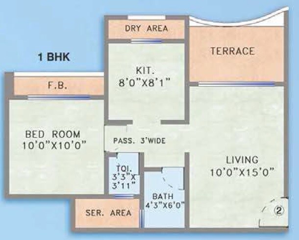 Floor plan of 1 BHK 408 Sq. Ft. Apartment in Mehta Amrut Siddhi Kalyan, Thane