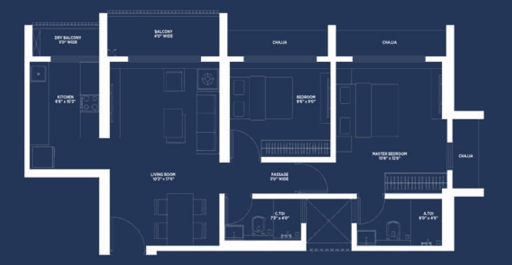 2 BHK 719 Sq. Ft. Apartment