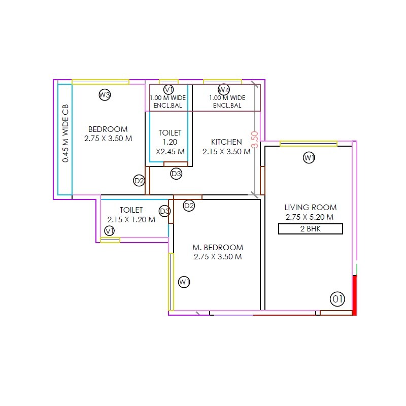 2 BHK 522 Sq. Ft. Apartment