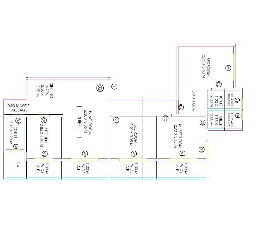 3 BHK 800 Sq. Ft. Apartment
