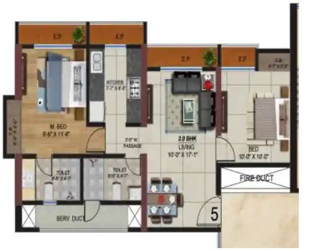 metro paramount apartment 2 bhk 522sqft 20234121164139