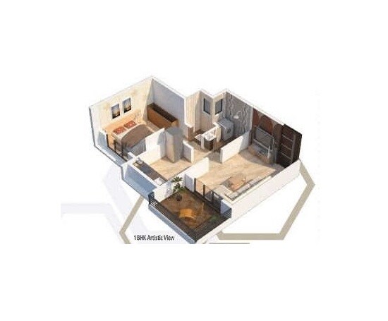 Floor plan of 1 BHK 353 Sq. Ft. Apartment in Metro Residency Badlapur, Thane