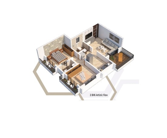 Floor plan of 2 BHK 432 Sq. Ft. Apartment in Metro Residency Badlapur, Thane