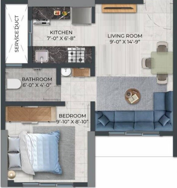  1 BHK Apartment at Metropolis Bayside, Kasarvadavali – for Rent