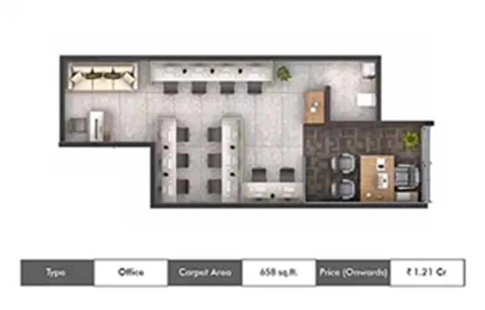 Floor plan of 658 Sq. Ft. Office Space in Midas O22 Business Park, Thane