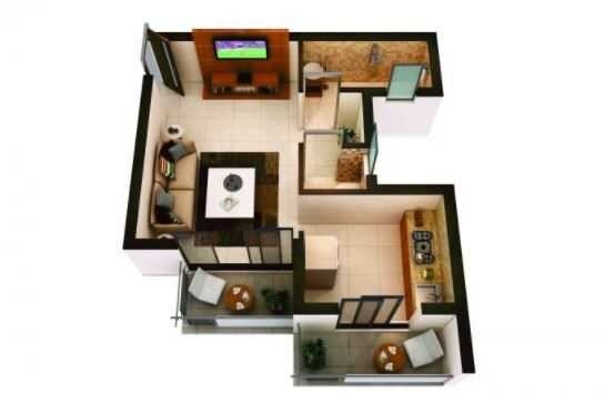 Floor plan of 270 Sq. Ft. Studio in Mirador Prangan, Thane