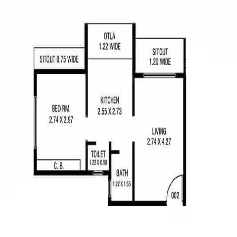 1 BHK 670 Sq. Ft. Apartment