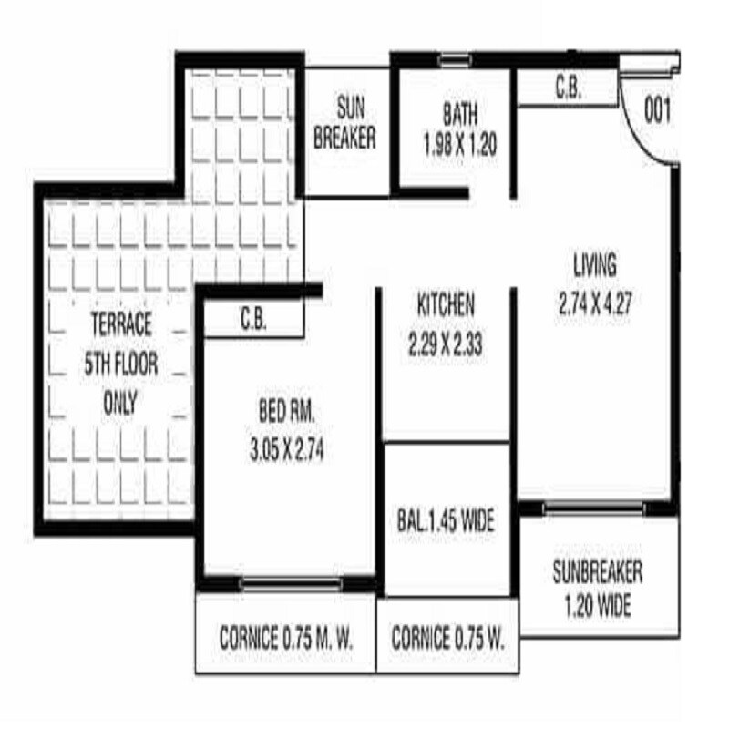 1 BHK 750 Sq. Ft. Apartment