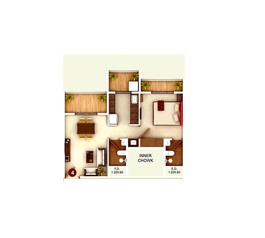 Floor plan of 1 BHK 400 Sq. Ft. Apartment in Mohan Precious Greens, Thane