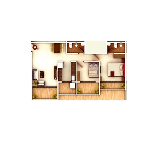 Floor plan of 2 BHK 423 Sq. Ft. Apartment in Mohan Precious Greens, Thane