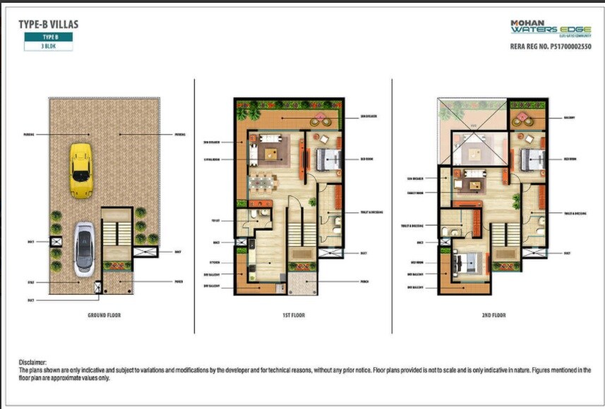 Floor plan of 3 BHK 1506 Sq. Ft. Villa in Mohan Waters Edge, Thane