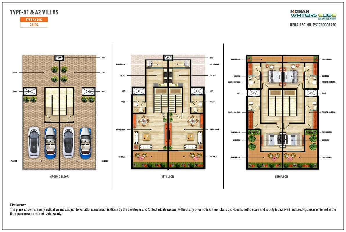 Floor plan of 4 BHK 1731 Sq. Ft. Villa in Mohan Waters Edge, Thane